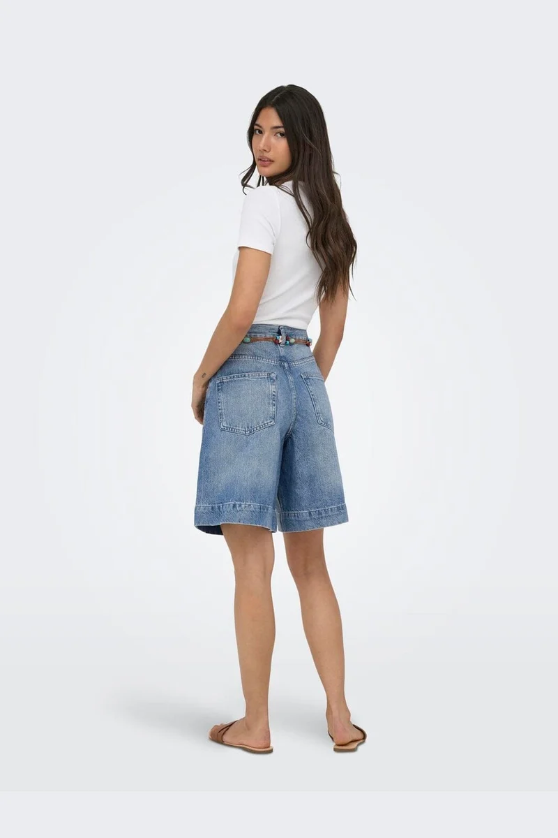 Only - Onlhollie Belt Shorts Azg - 5121055 Medium Blue Denim Belt