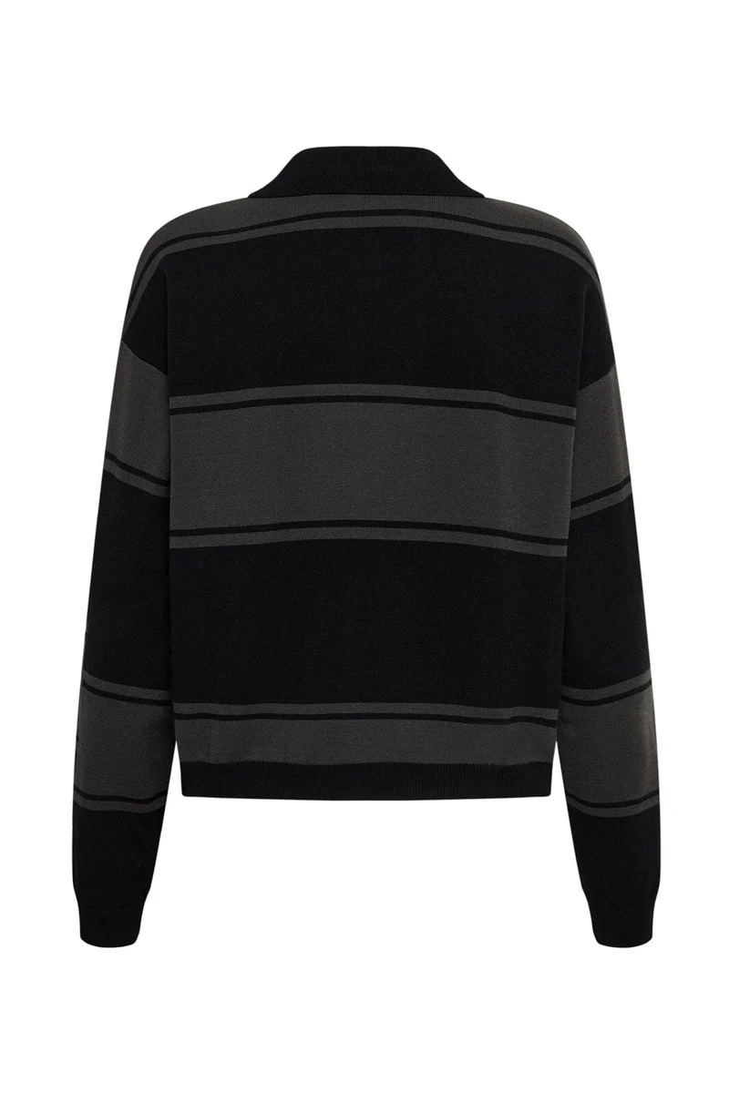 Gestuz - Gzsilda Polo Pullover 10911513 - 109930 - Black/Raven Striped