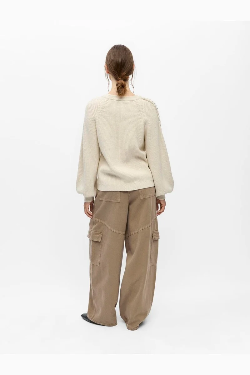 Object - Objhannah L/S Re Knit Pullover - 5049303 Birch