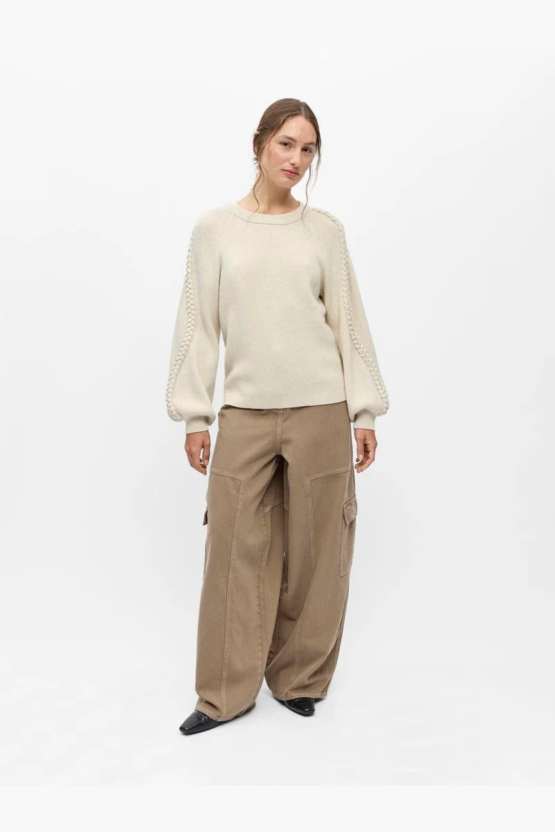 Object - Objhannah L/S Re Knit Pullover - 5049303 Birch
