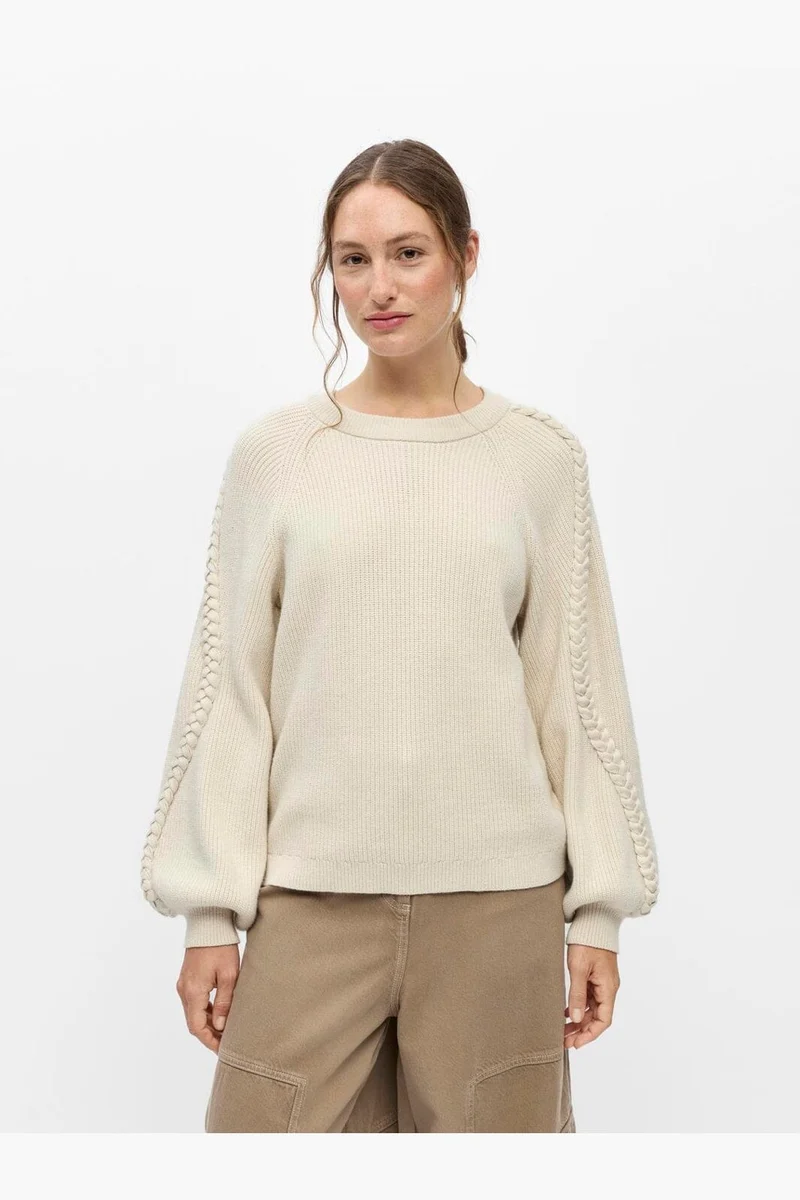 Object - Objhannah L/S Re Knit Pullover - 5049303 Birch