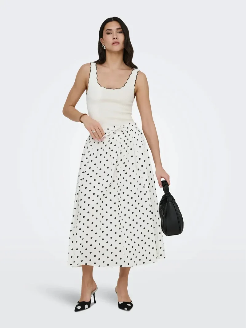 JDY - Jdydiego Maxi Skirt - 5040496 Cloud Dancer Black Dot