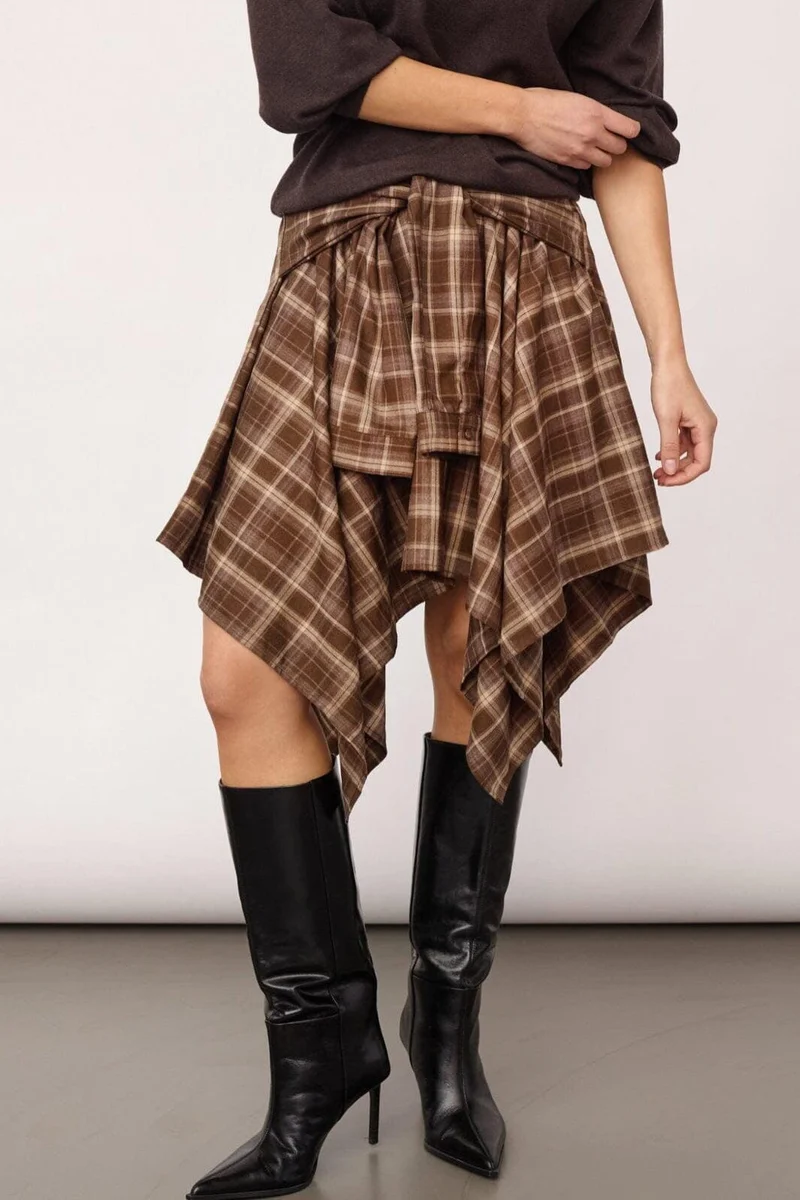 Co´Couture - Dagnycc Check Tie Skirt 500069 - 20002 - Brown