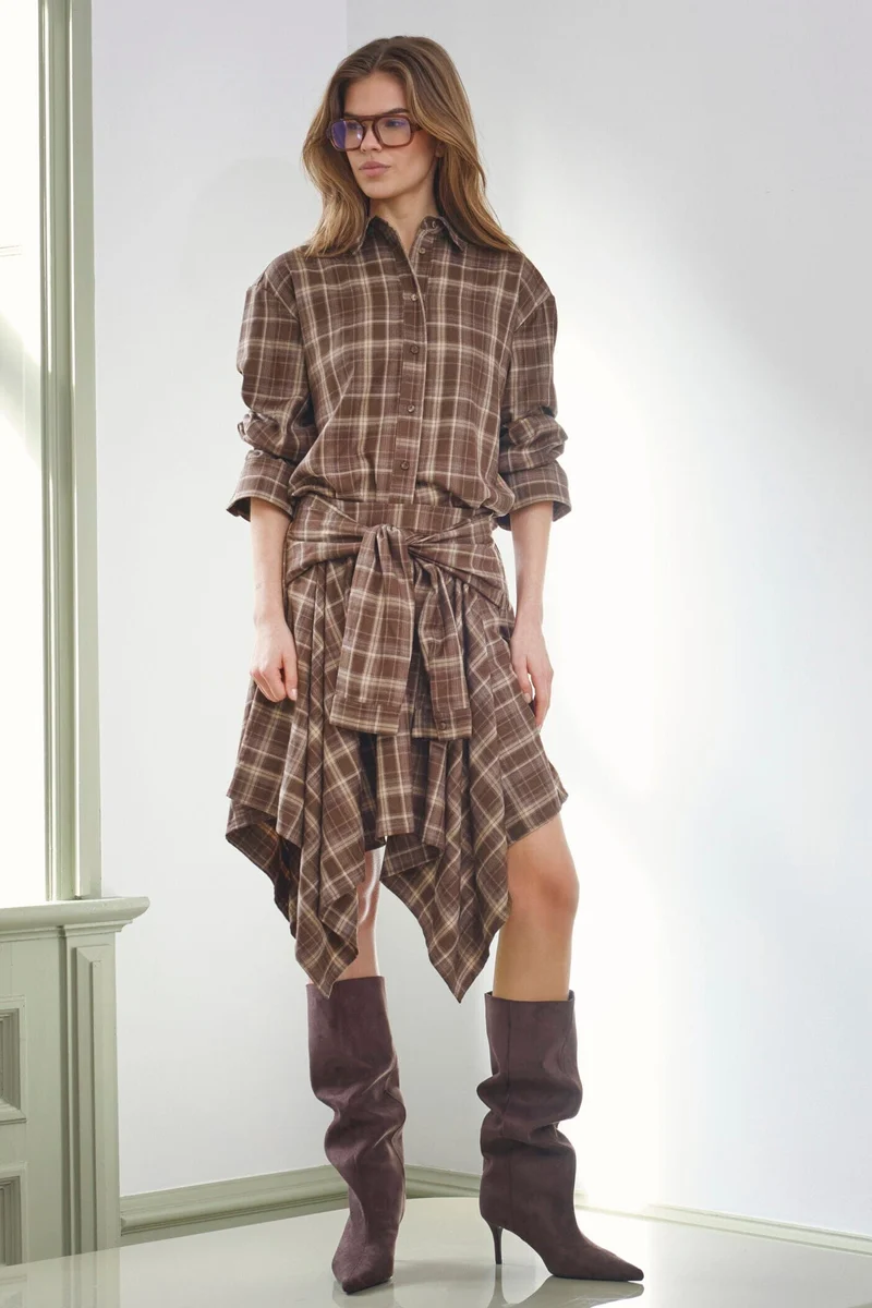 Co´Couture - Dagnycc Check Tie Skirt 500069 - 20002 - Brown