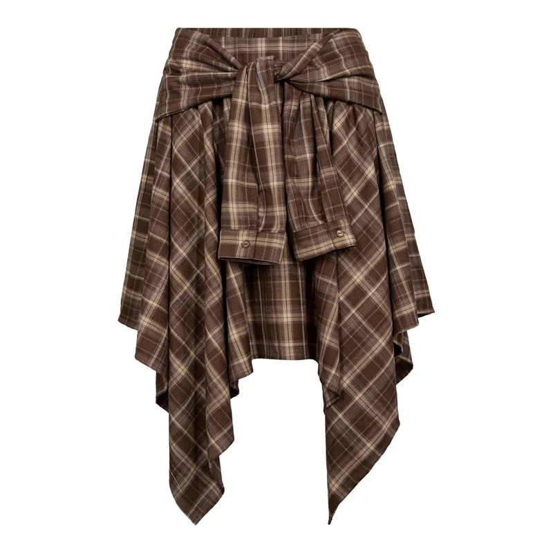 Co´Couture - Dagnycc Check Tie Skirt 500069 - 20002 - Brown