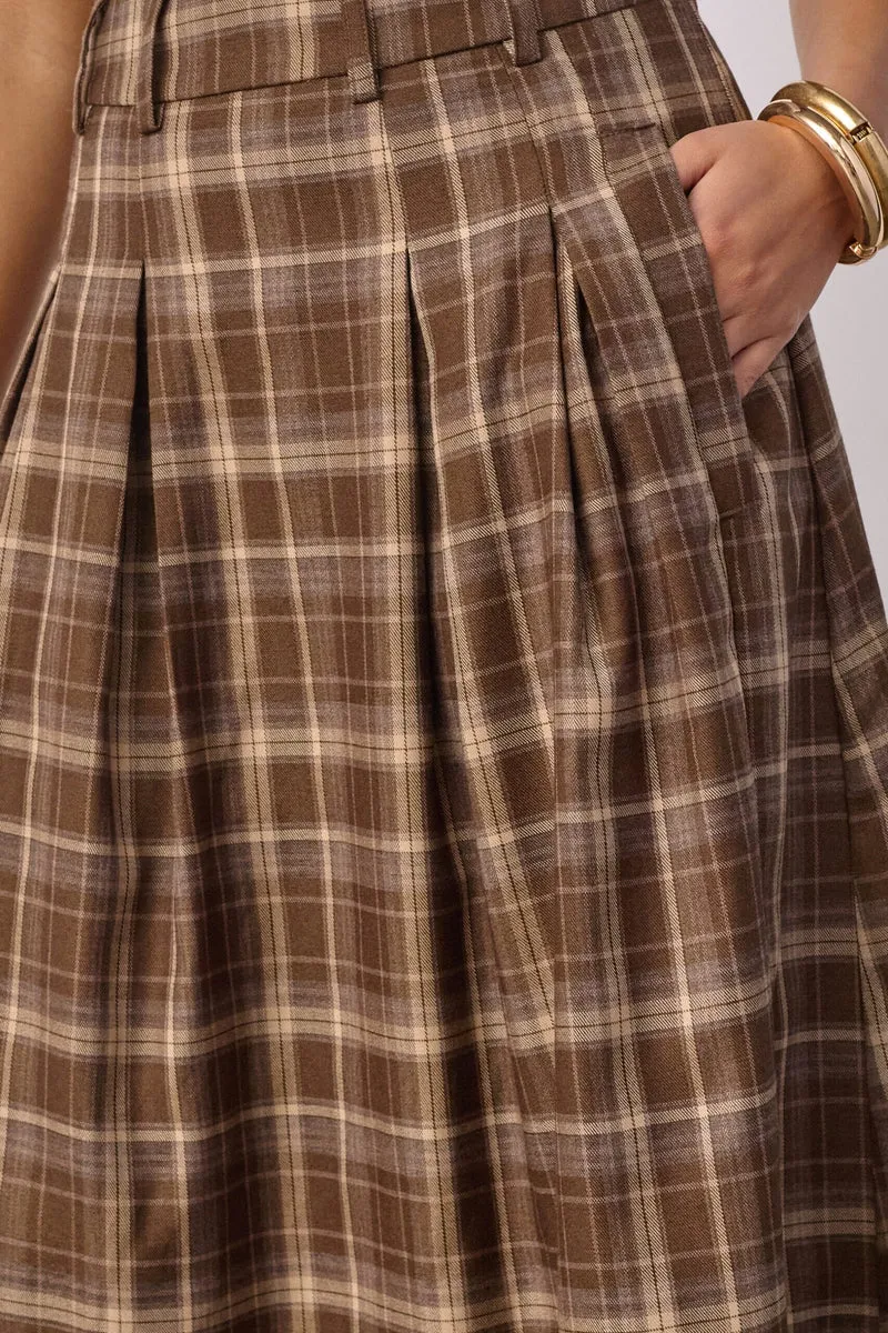 Co´Couture - Dagnycc Anya Check Pleat Skirt 500071 - 20002 - Brown