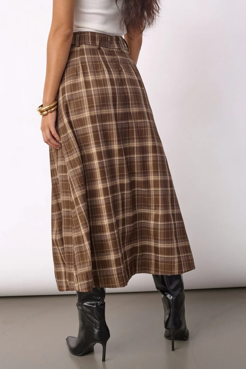 Co´Couture - Dagnycc Anya Check Pleat Skirt 500071 - 20002 - Brown