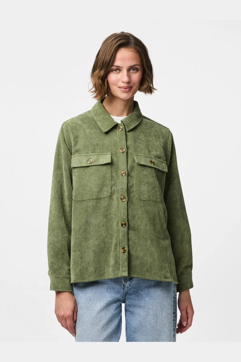 Pieces - Pceffi Ls Corduroy Shirt - 3969495 Olivine