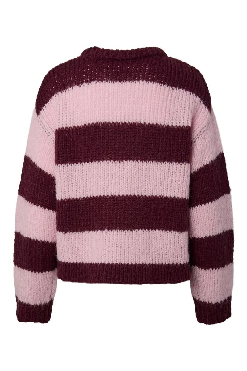 Pieces - Pcdorthea Ls Chunky Knit - 5104861 Winetasting Roseate Spoonbill
