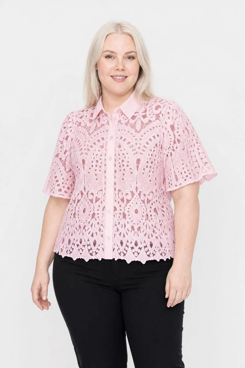 Dear Molly - Broderi Shirt Shirt Ch168459b - Pink