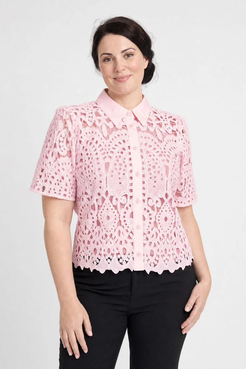 Dear Molly - Broderi Shirt Shirt Ch168459b - Pink