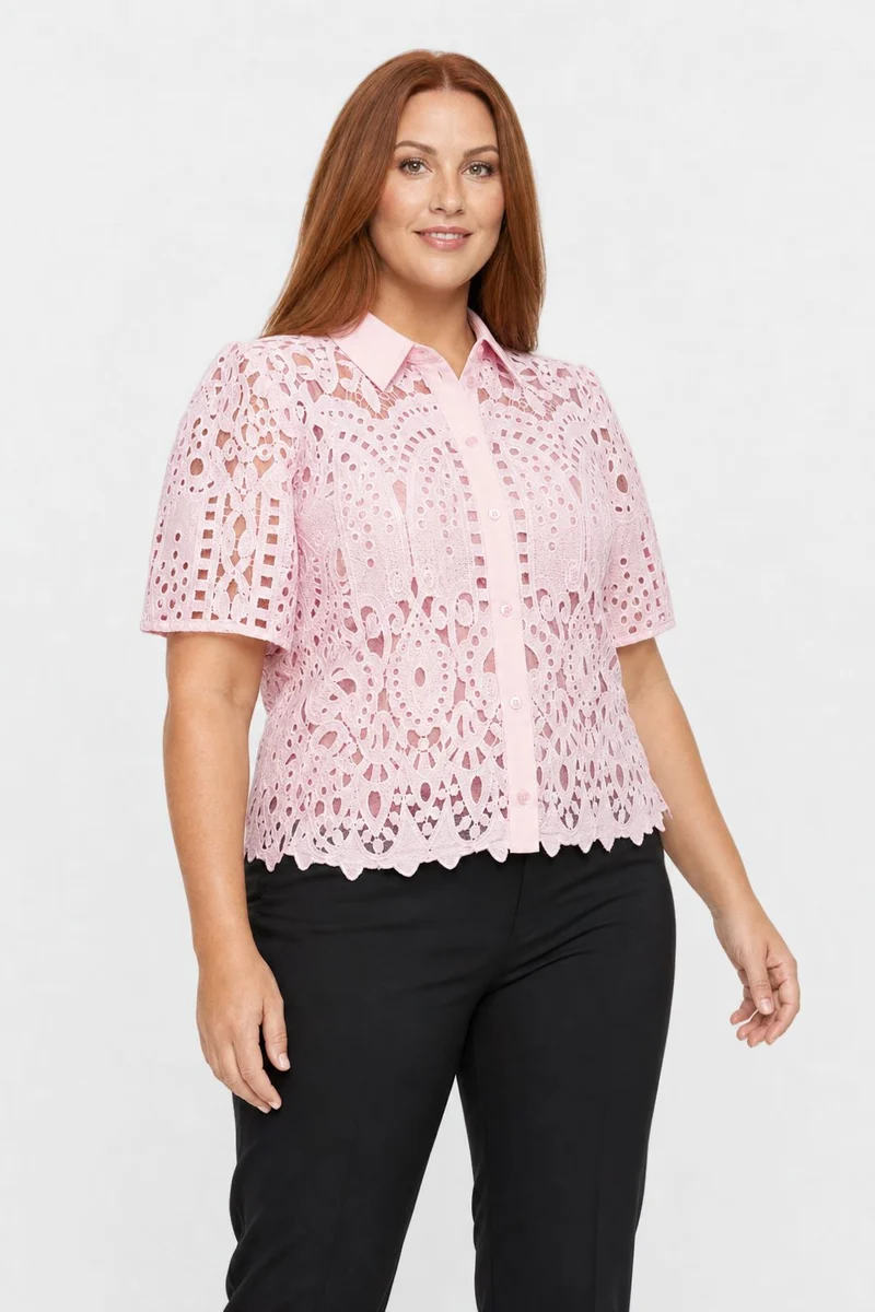 Dear Molly - Broderi Shirt Shirt Ch168459b - Pink