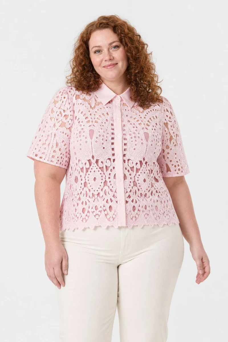 Dear Molly - Broderi Shirt Shirt Ch168459b - Pink