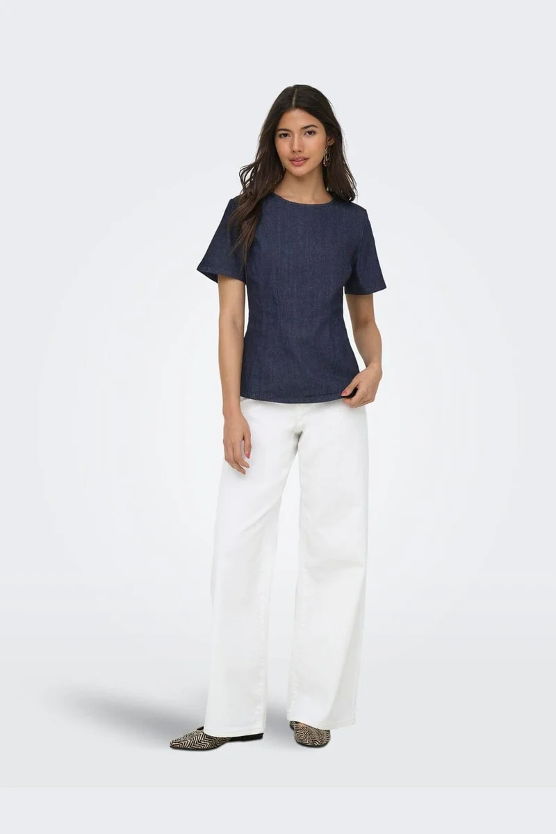 Only - Onltammy S/S Fitted Shirt Yor - 5069535 Dark Blue Denim