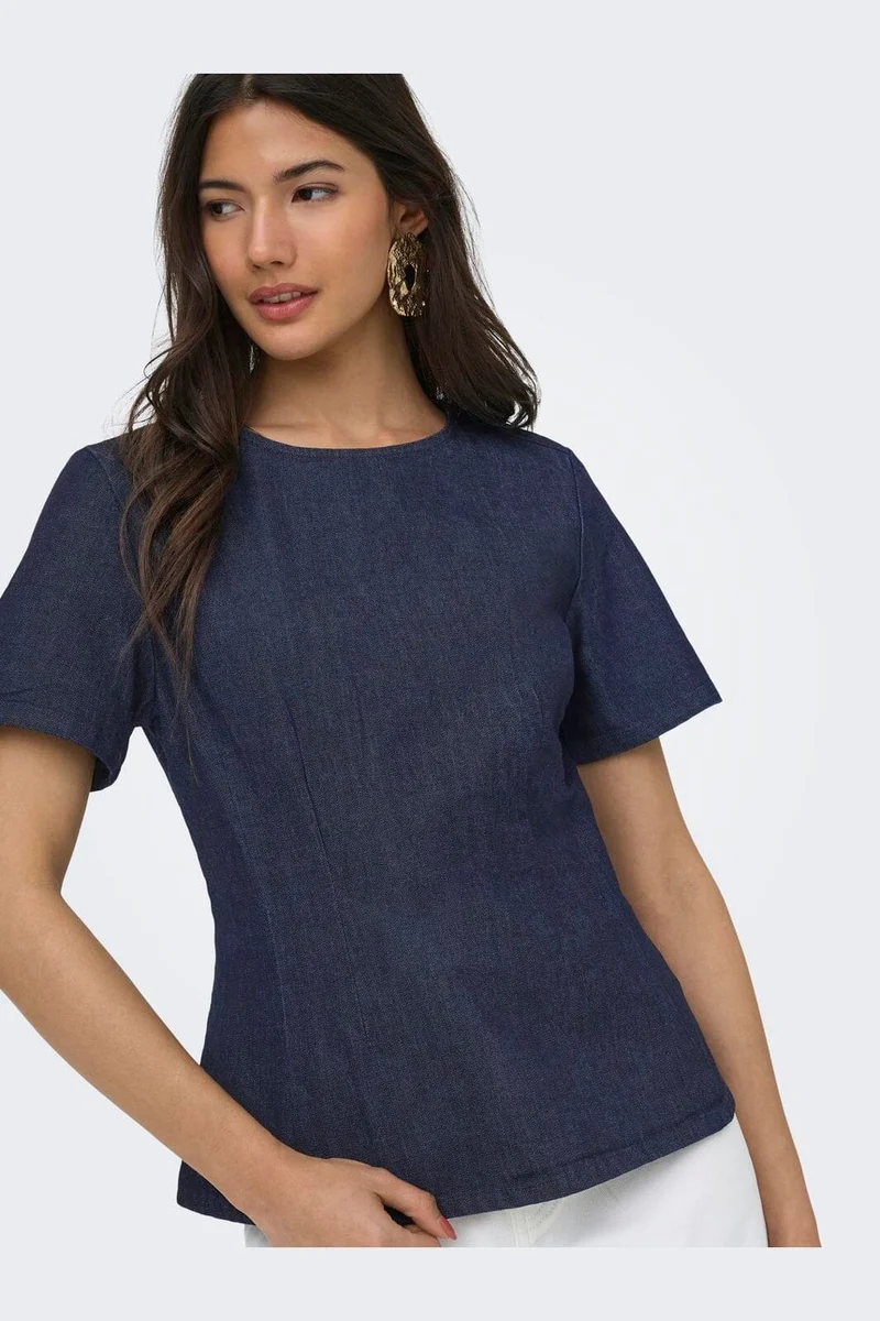 Only - Onltammy S/S Fitted Shirt Yor - 5069535 Dark Blue Denim