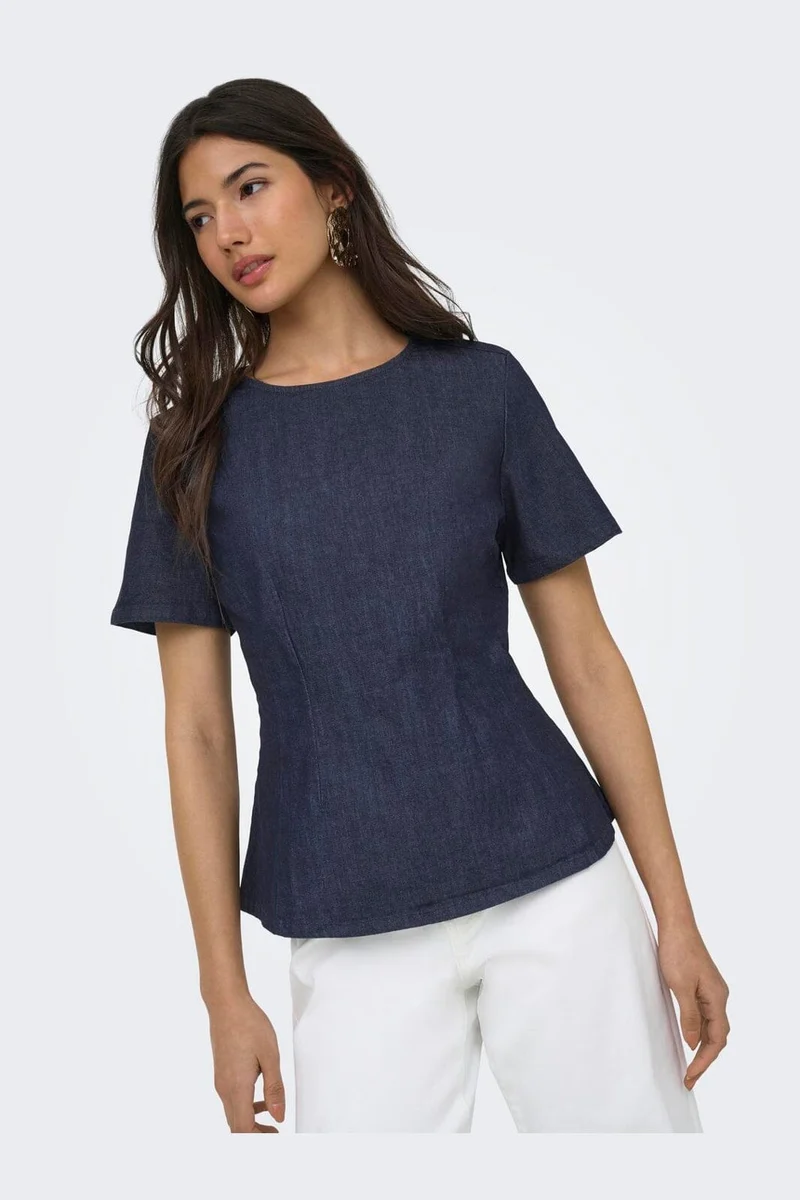 Only - Onltammy S/S Fitted Shirt Yor - 5069535 Dark Blue Denim