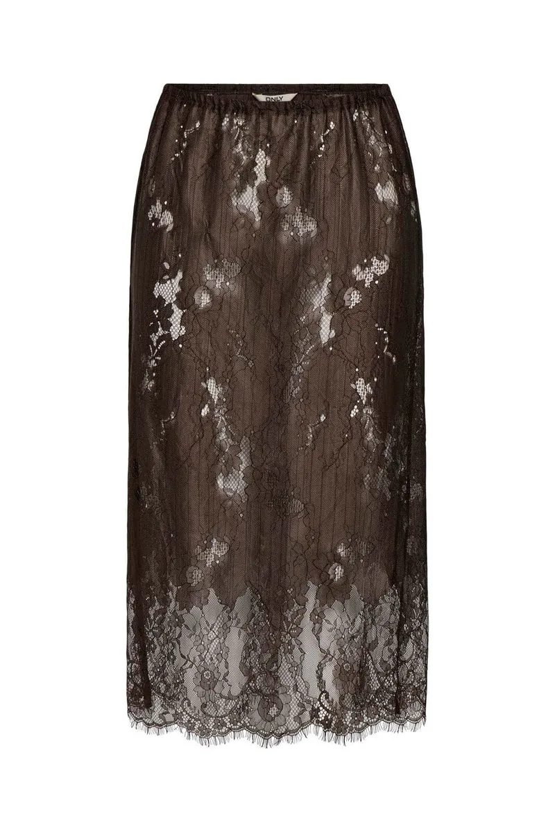 Only - Onlwille Lace Skirt - 5163078 Coffee Bean