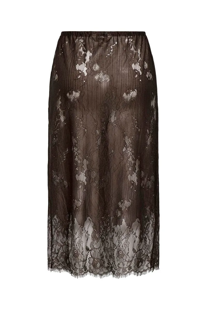 Only - Onlwille Lace Skirt - 5163078 Coffee Bean