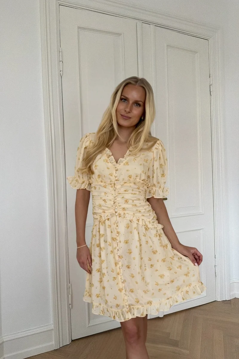 BYIC - Arielic Dress A25220 - Yellow Flower Print