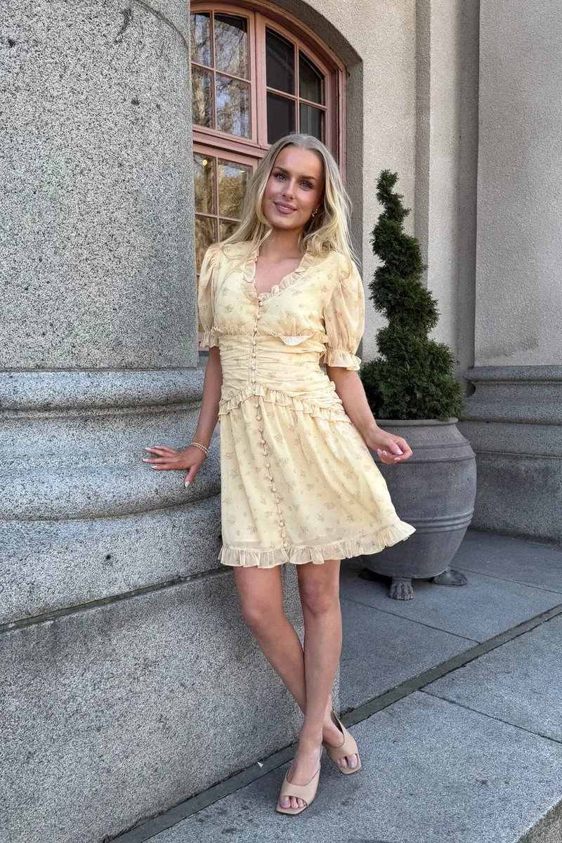 BYIC - Arielic Dress A25220 - Yellow Flower Print
