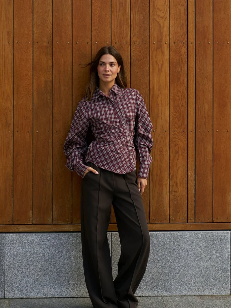 Neo Noir - Neoella Medium Check Shirt 168469 - 182 - Plum