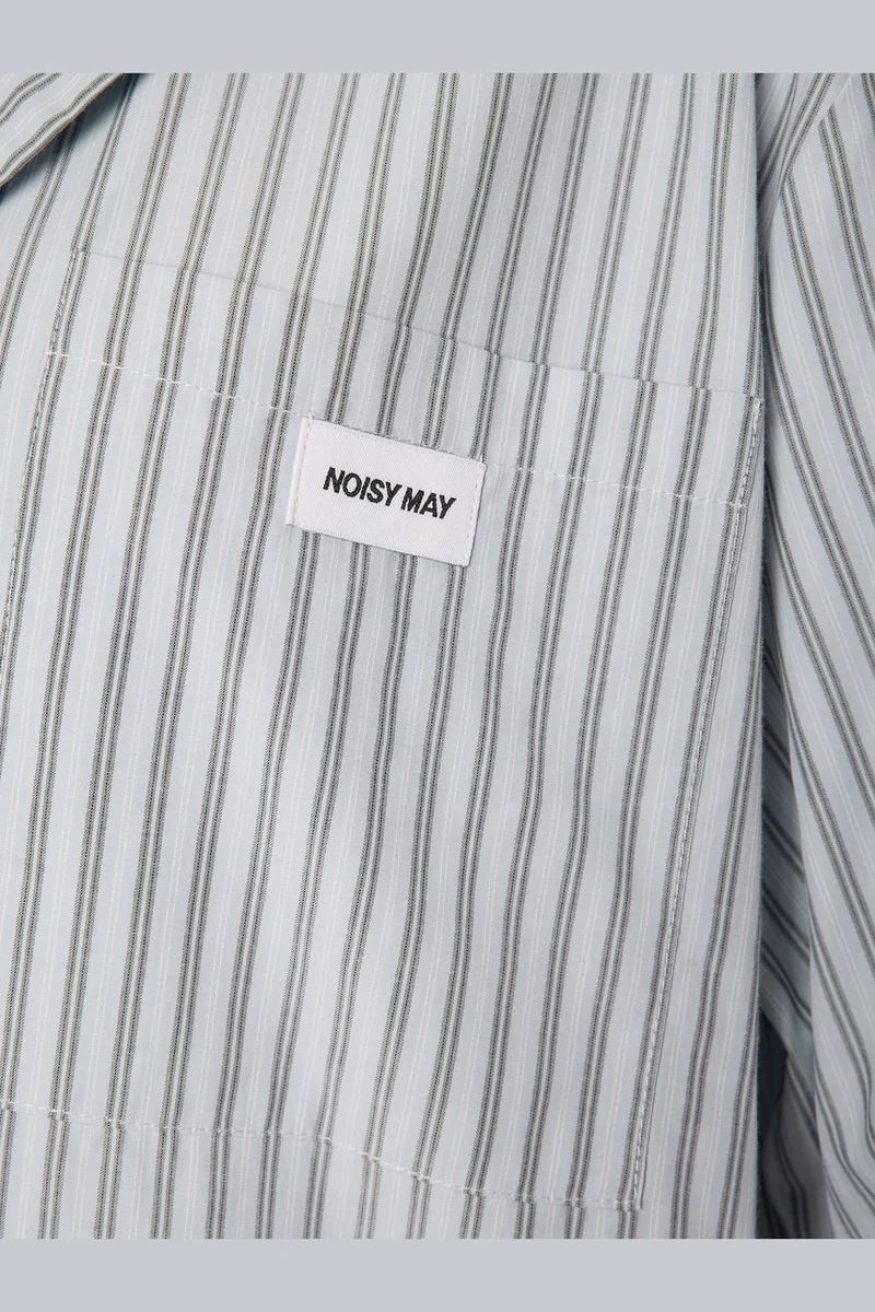 Noisy May - Nmfrida 2/4 Stripe Button Shirt - 5191108 Blue Bell Grey