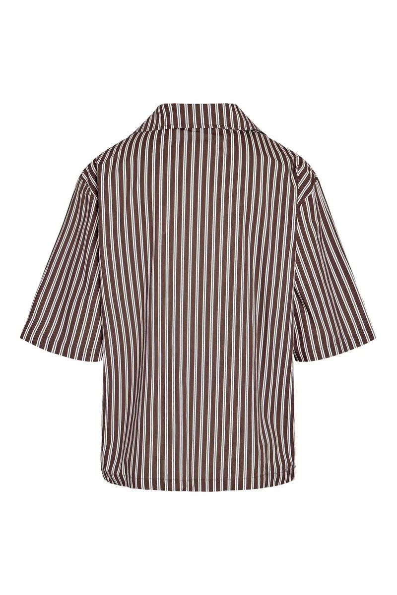 Noisy May - Nmfrida 2/4 Stripe Button Shirt - 5191105 Chocolate Brown Birch
