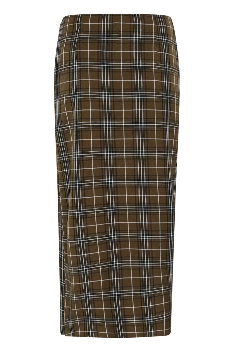 Gestuz - Gzaleya Skirt 10911453 - 109881 - Green Olive Check