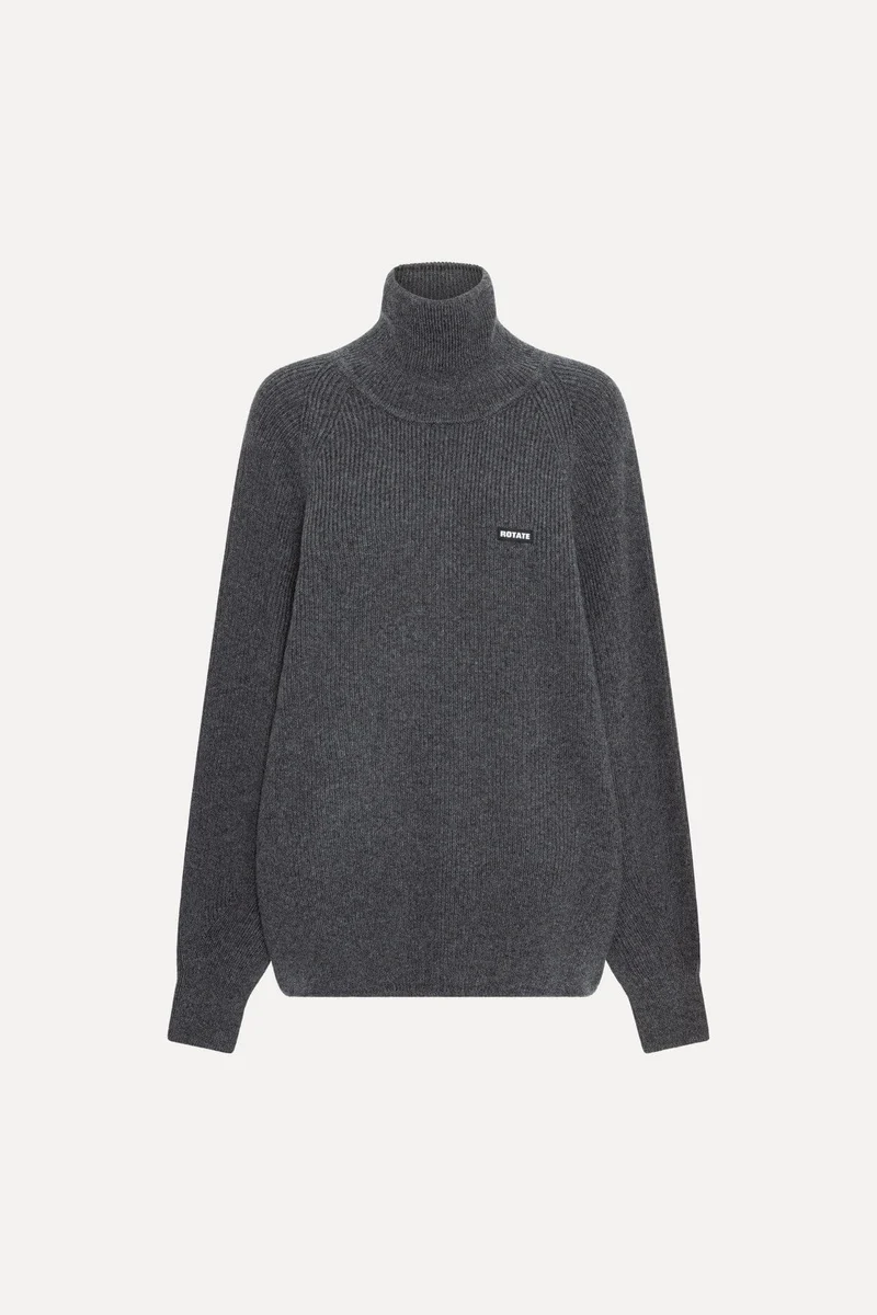 Rotate - Knit Highneck Jumper 1166971205 - 1205 Gray Pinstripe