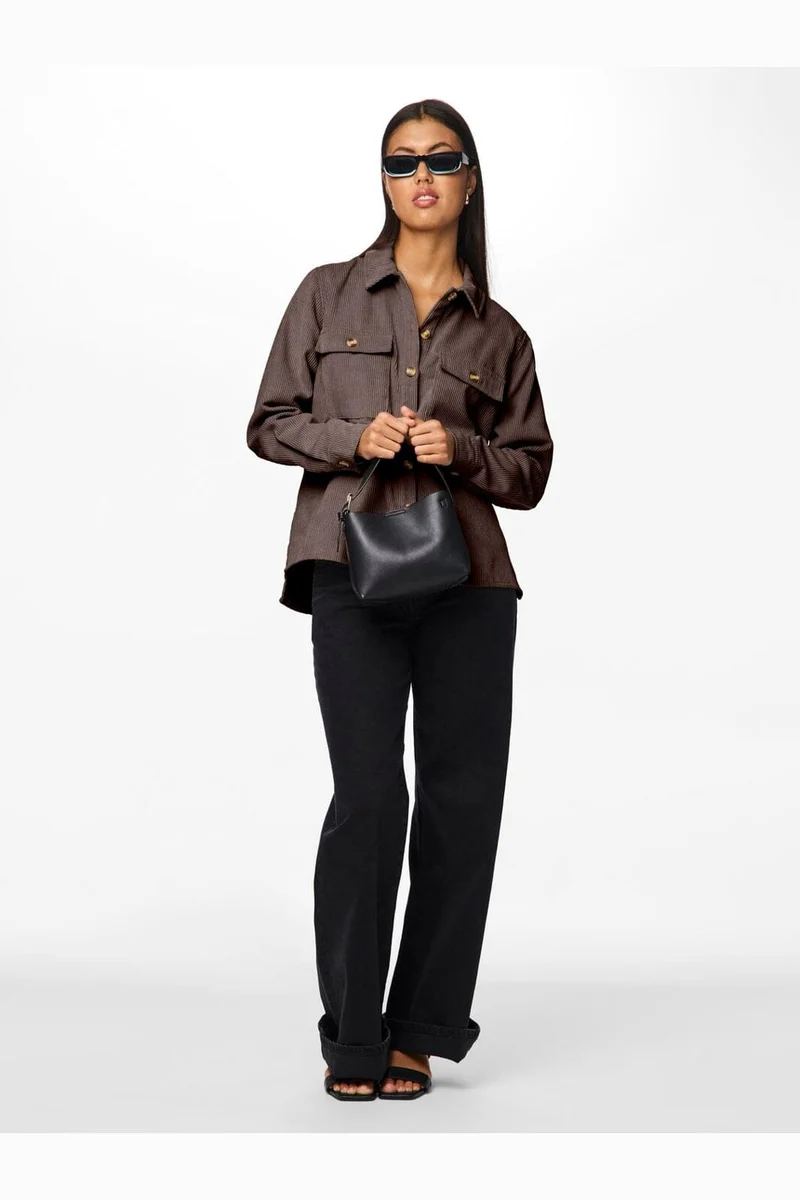 Pieces - Pceffi Ls Corduroy Shirt - 4988237 Hot Fudge