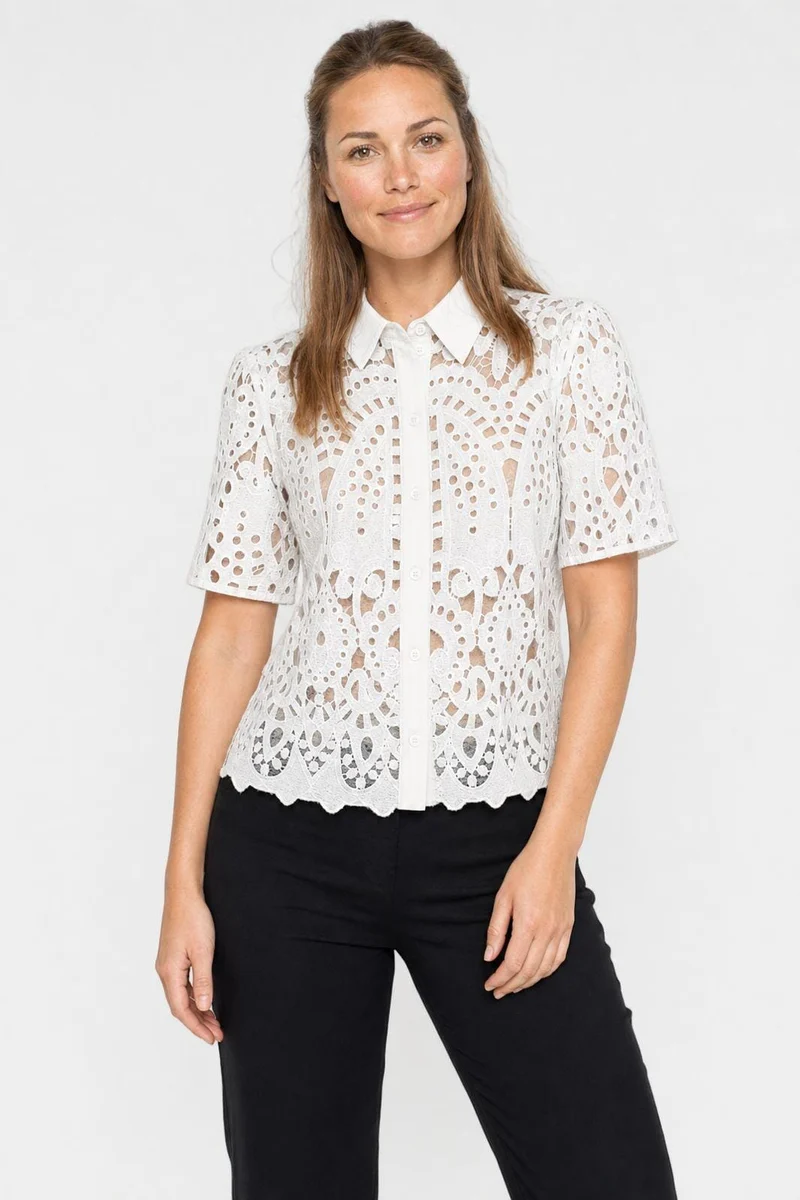 Dear Molly - Broderi Shirt Shirt Ch168459b - White