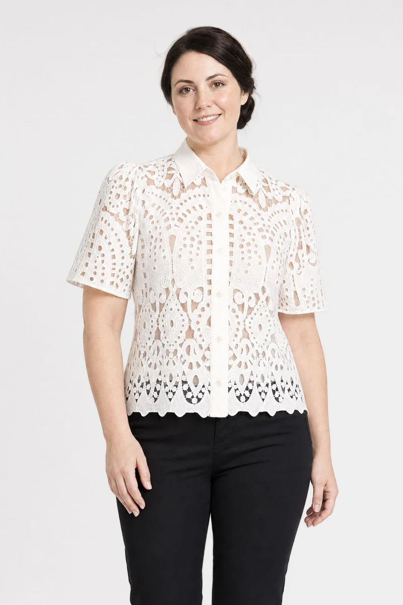 Dear Molly - Broderi Shirt Shirt Ch168459b - White