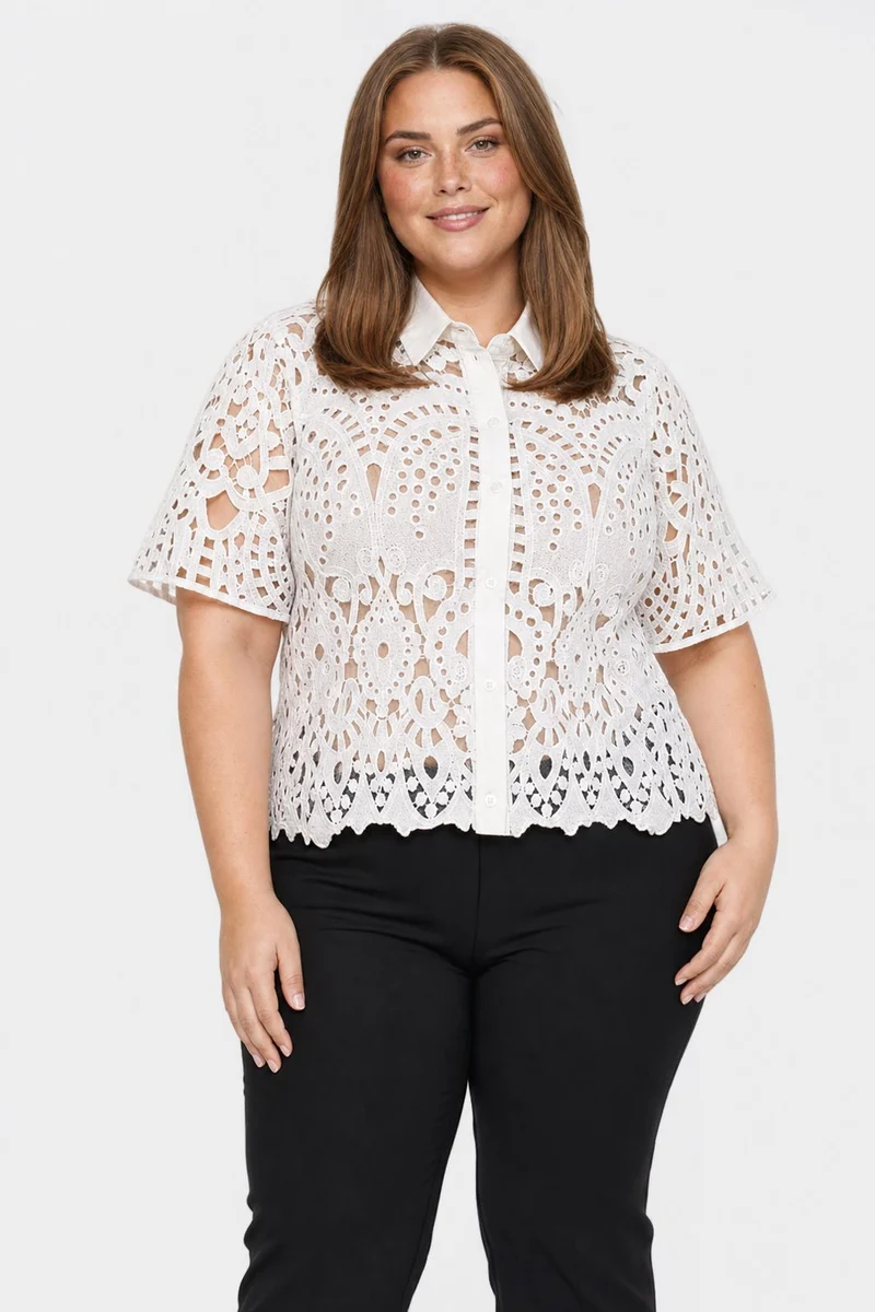Dear Molly - Broderi Shirt Shirt Ch168459b - White