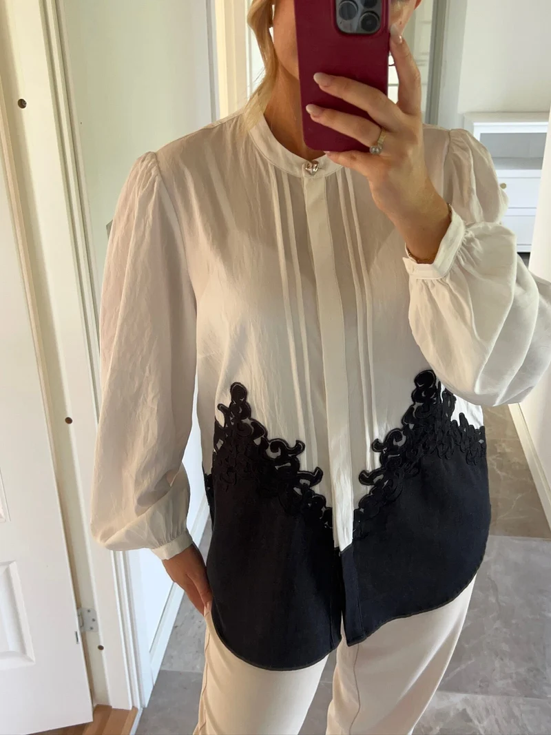 Dear Molly - Block Shirt - White With Black