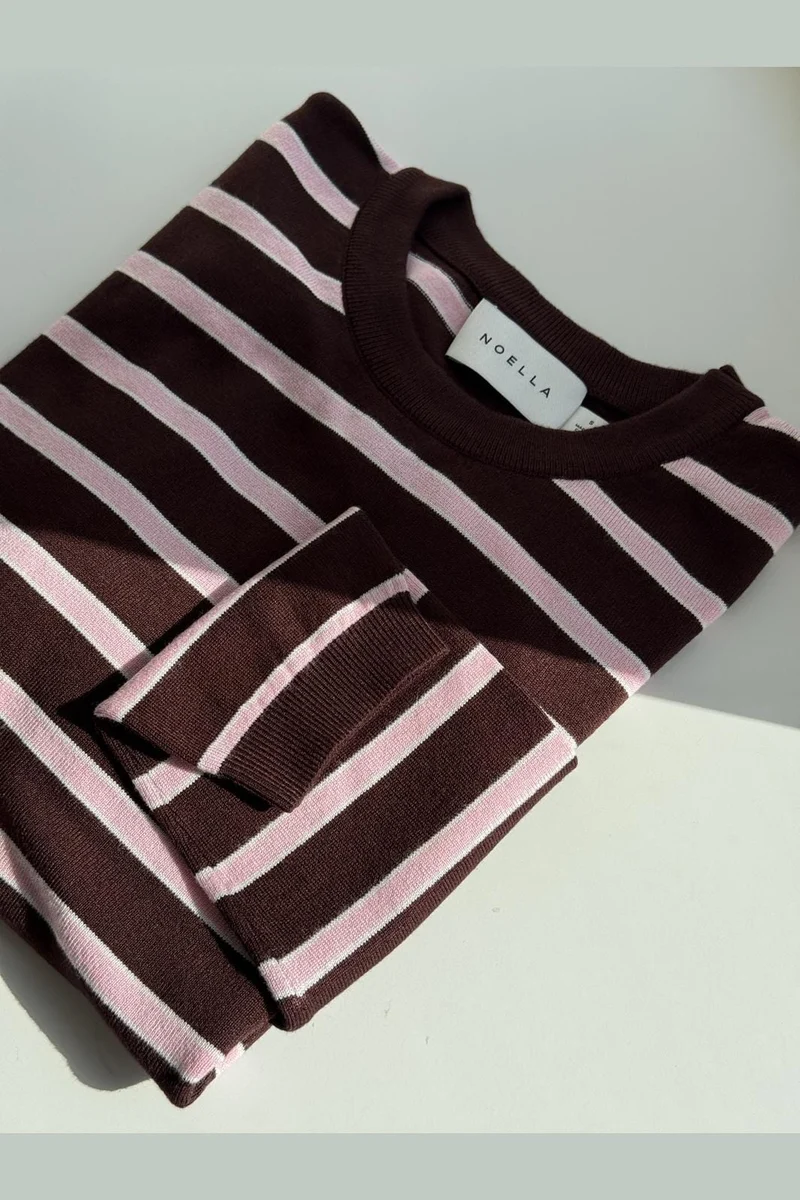 Noella - N-Muna Ls Knit 16010003 - 486 - Dannia Blush Chocolate Stripe
