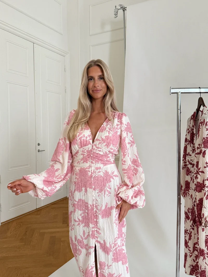 BYIC x Molly&My - Adaic Long Dress A23983 - Light Pink Toile Print