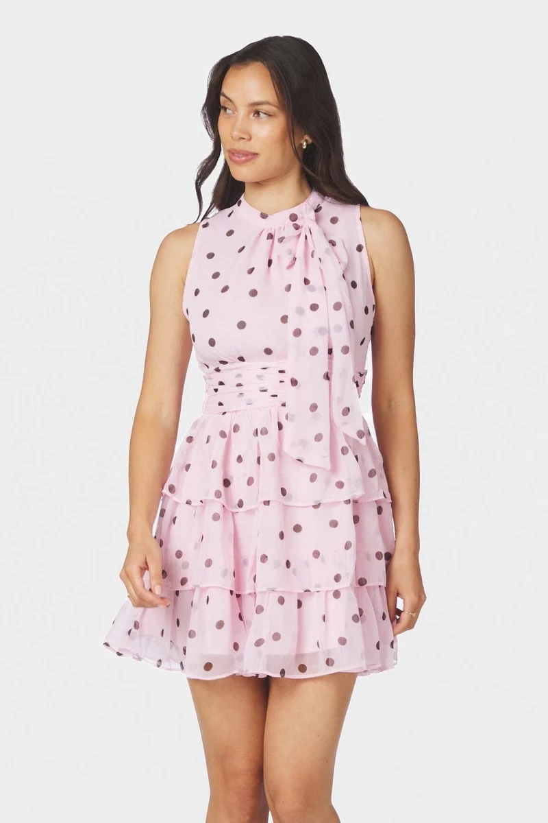 Neo Noir - May Big Dot Dress 170522 - 754 - Light Pink
