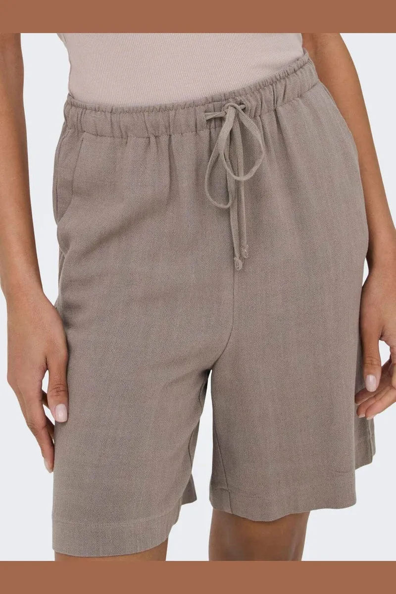 Only - Onlsiesta Pull-Up Lin Bl Shorts - 5014880 Walnut