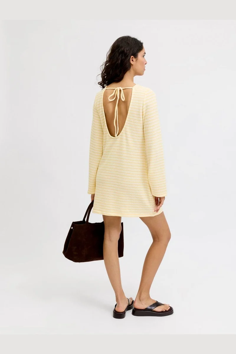 Jjxx - Jxsiena Ls Open Back Dress - 5020988 Sunlight Vanilla Ice