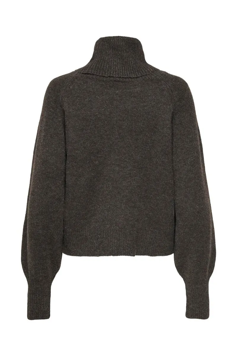 Only - Onlolivia Ls Roll Neck Cc Knt - 5091711 Mole Melange