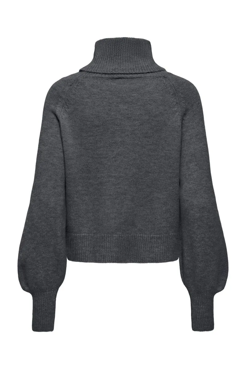 Only - Onlolivia Ls Roll Neck Cc Knt - 5101150 Dark Grey Melange