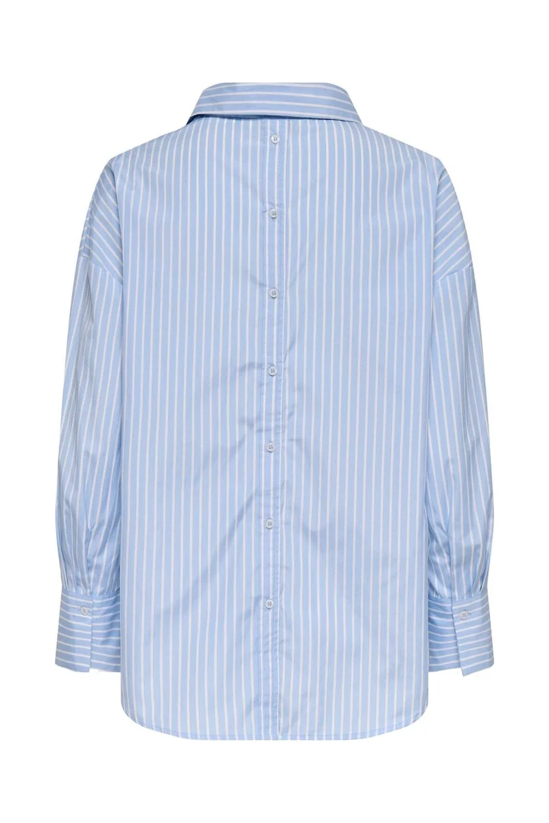 Only - Onloregon Alva Ls Back Btn Shirt - 5040702 Soft Chambray Bright White