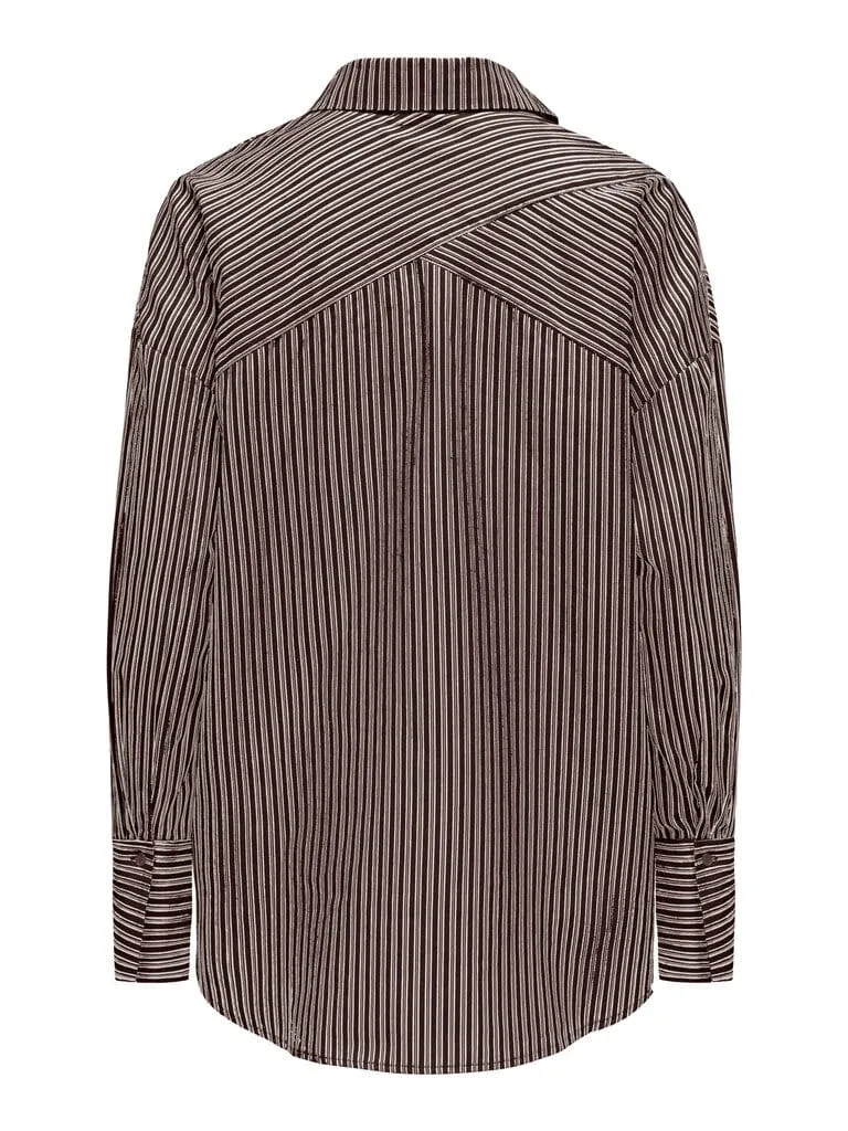 Only - Onloregon Assy L/S Shirt - 5137087 Coffee Bean Cloud Dancer+Taupe Gray