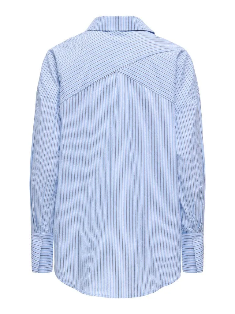 Only - Onloregon Assy L/S Shirt - 5083682 Serenity Bright White+Black