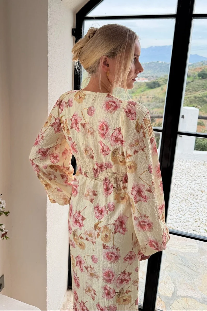 BYIC x Molly&My - Adaic Long Dress A23983 - Yellow Peony Print