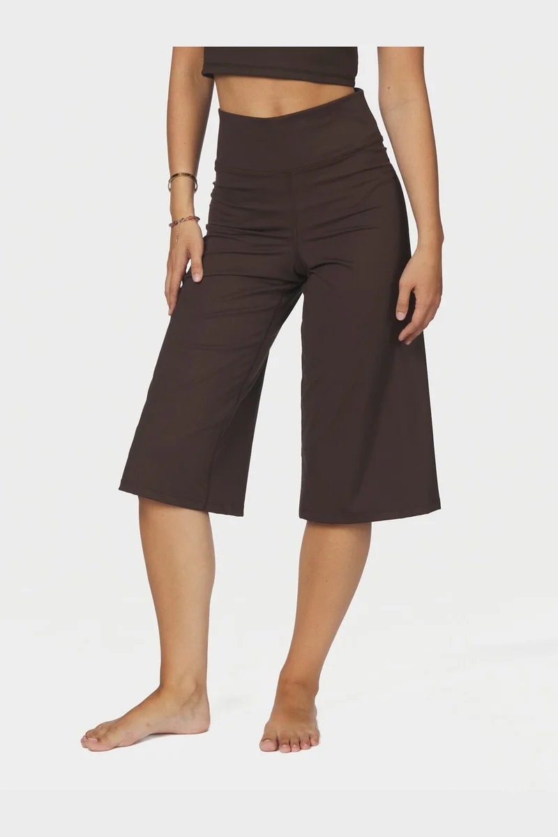 Neo Noir - Lauri Wide Capri Pants 171241 - 676 - Dark Brown