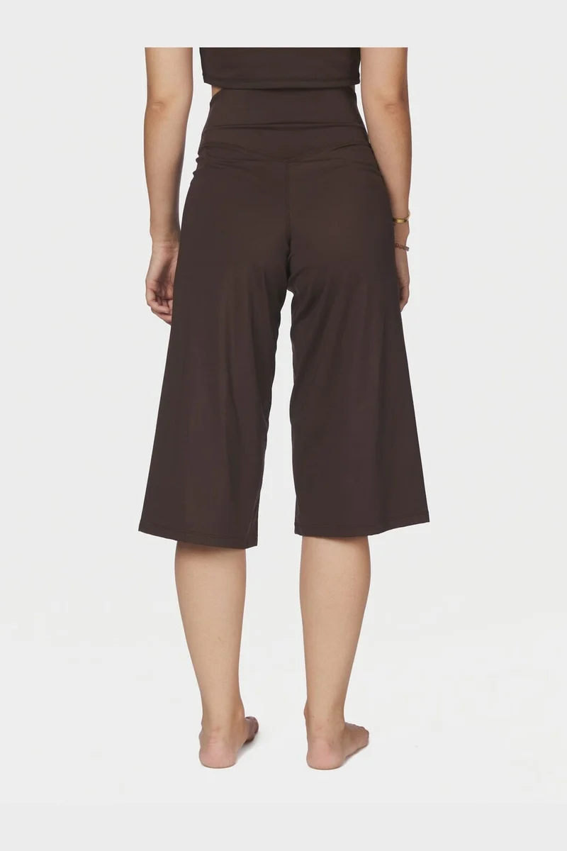 Neo Noir - Lauri Wide Capri Pants 171241 - 676 - Dark Brown