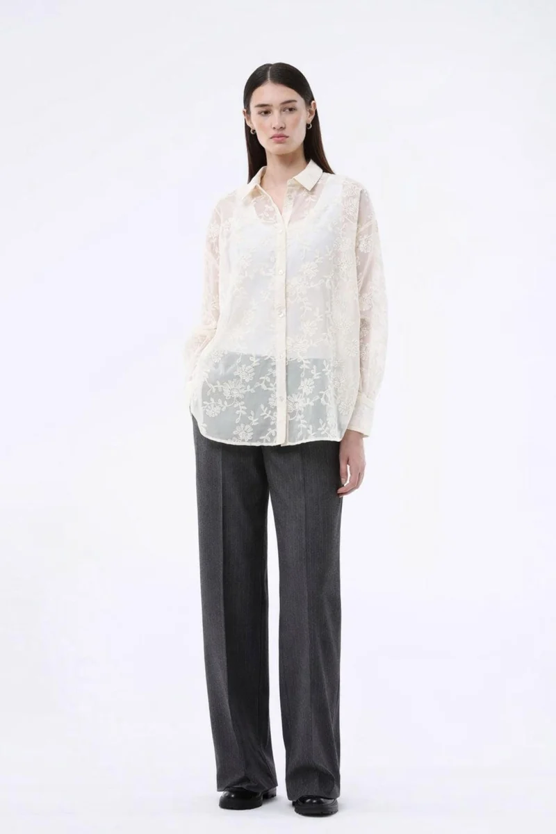 Modström - Birnamd Pants 59232 - 13618 - Grey Melange Pinstripe