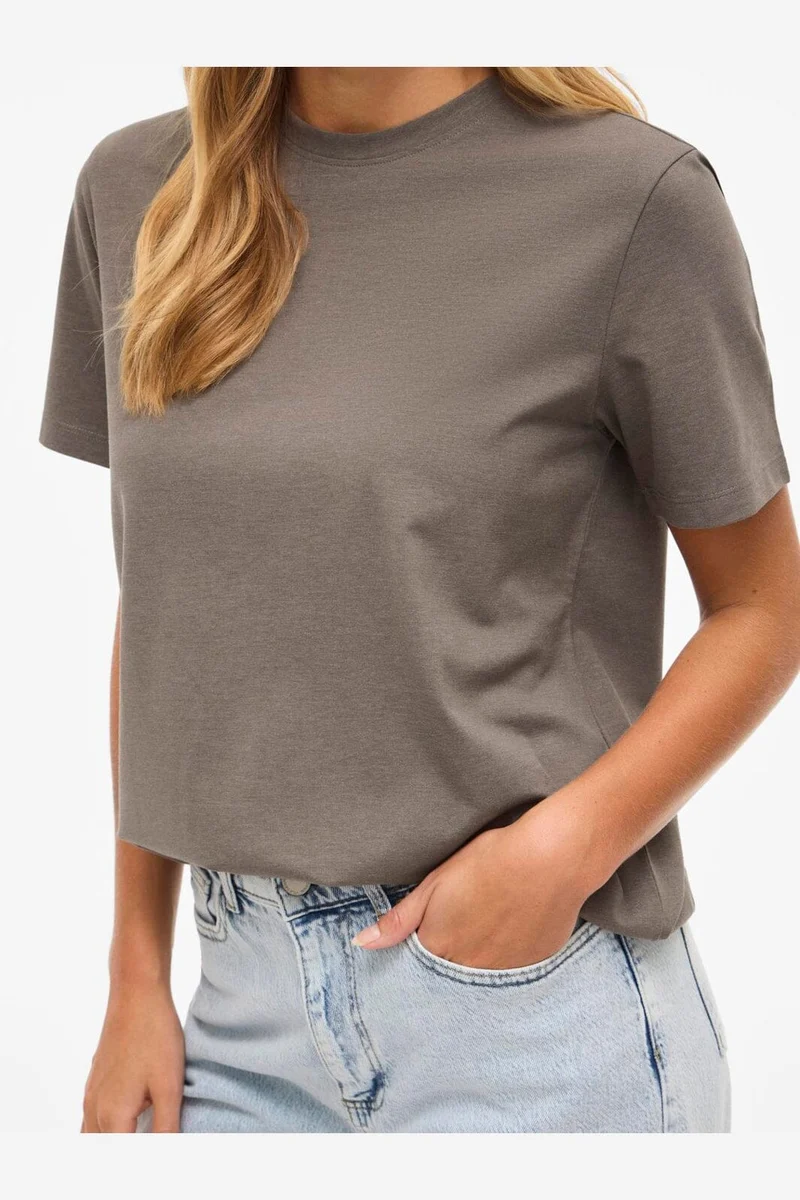 Vila - Vinora S/S T-Shirt - 4897705 Falcon Melange