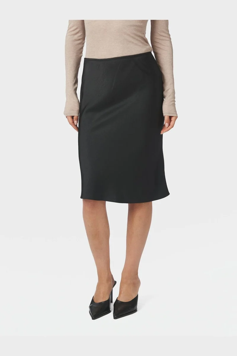 Neo Noir - Mindie Heavy Sateen Skirt 170112 - 100 - Black